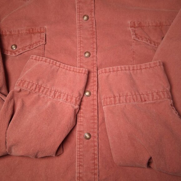 Vintage GAP Shirt Men XXL Salmon Pink Corduroy Western Wear Snap Up Long Sleeve - Picture 11 of 16